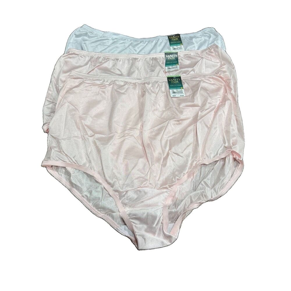 Vanity Fair 3 Pack Ravissant Nylon Briefs Star White Pink Womens Size 8 XL NWT